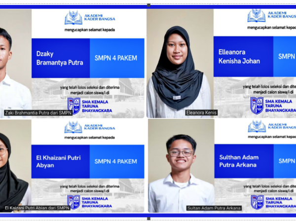 TEMBUS SELEKSI KETAT, 4 SISWA SMP NEGERI 4 PAKEM SUKSES RAIH  KURSI SMA KEMALA TARUNA BHAYANGKARA 2026