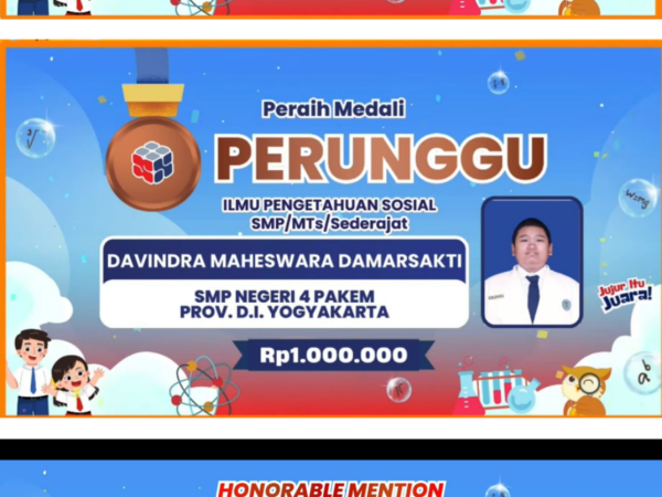 MEMBANGGAKAN! SMP NEGERI 4 PAKEM KEMBALI MENYABET  MEDALI OSN 2026: WADAH TERBAIK CALON JUARA SAINS!